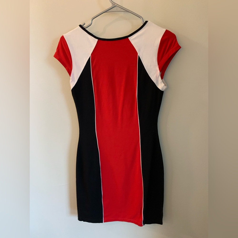 Express Color-Block Red, Black & White Fitted Coc… - image 3